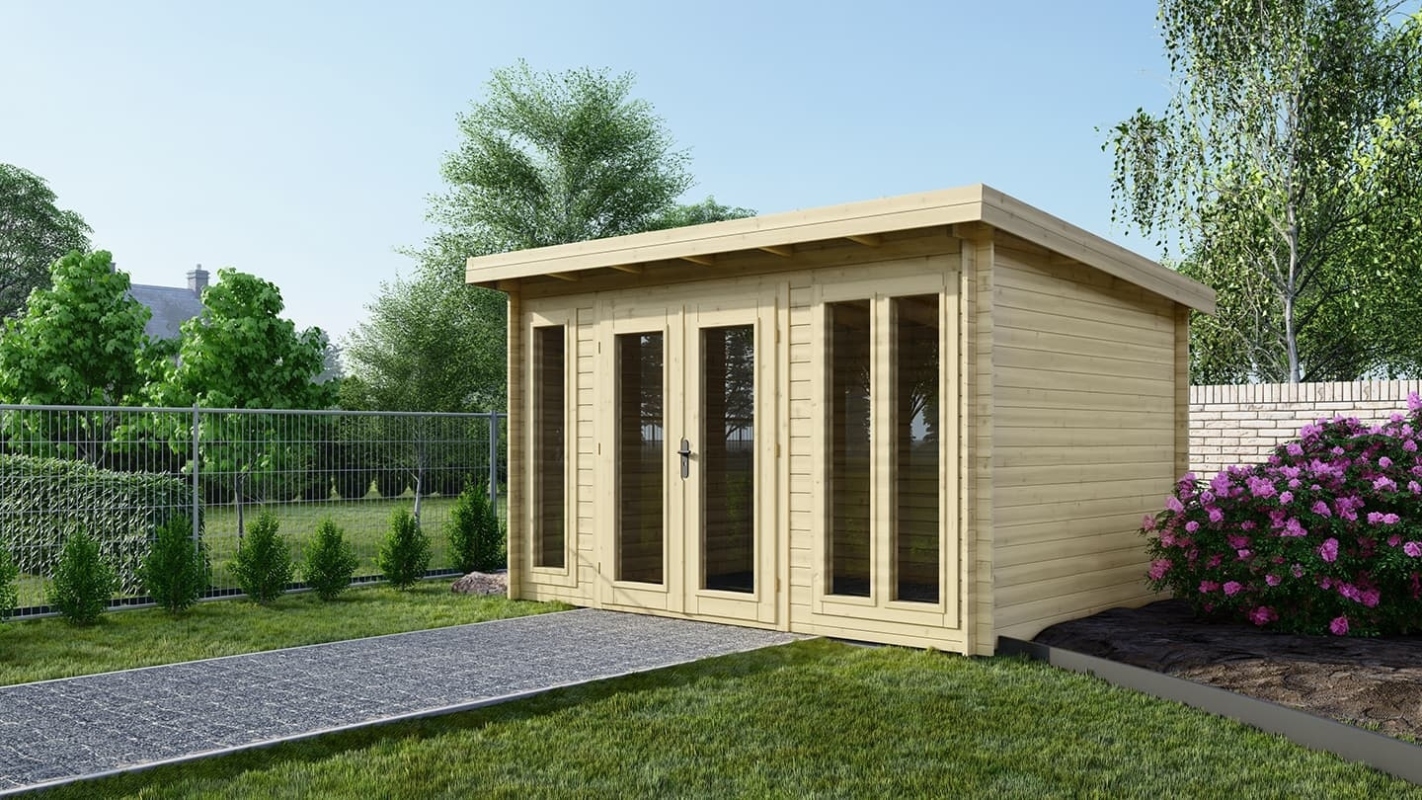 foto del prodotto casetta da giardino in legno 16.00m2 4.00x4.00m 34mm colore naturale dom653 altanka