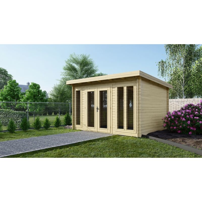 foto del prodotto casetta da giardino in legno 16m2 4x4m 34mm colore naturale dom653