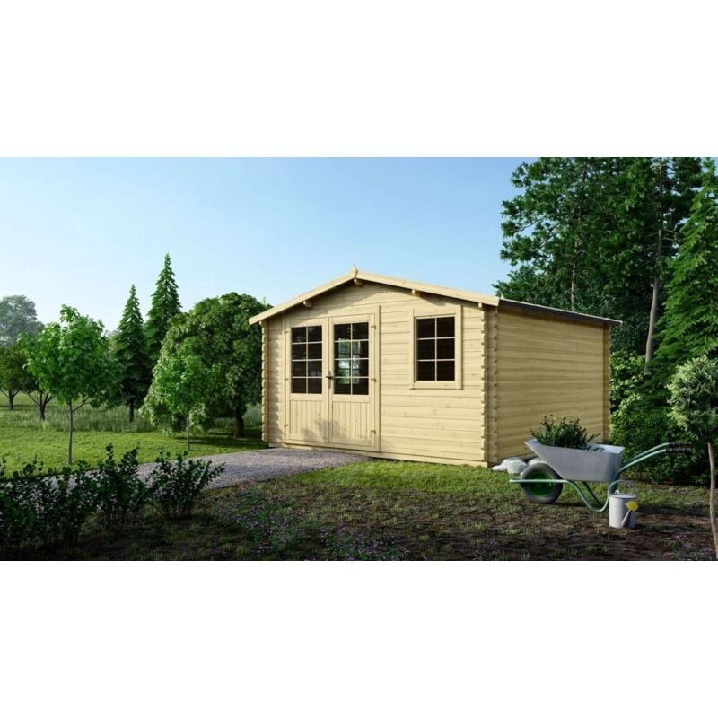 foto del prodotto casetta da giardino in legno 16m2 4x4m 40mm colore naturale dom371