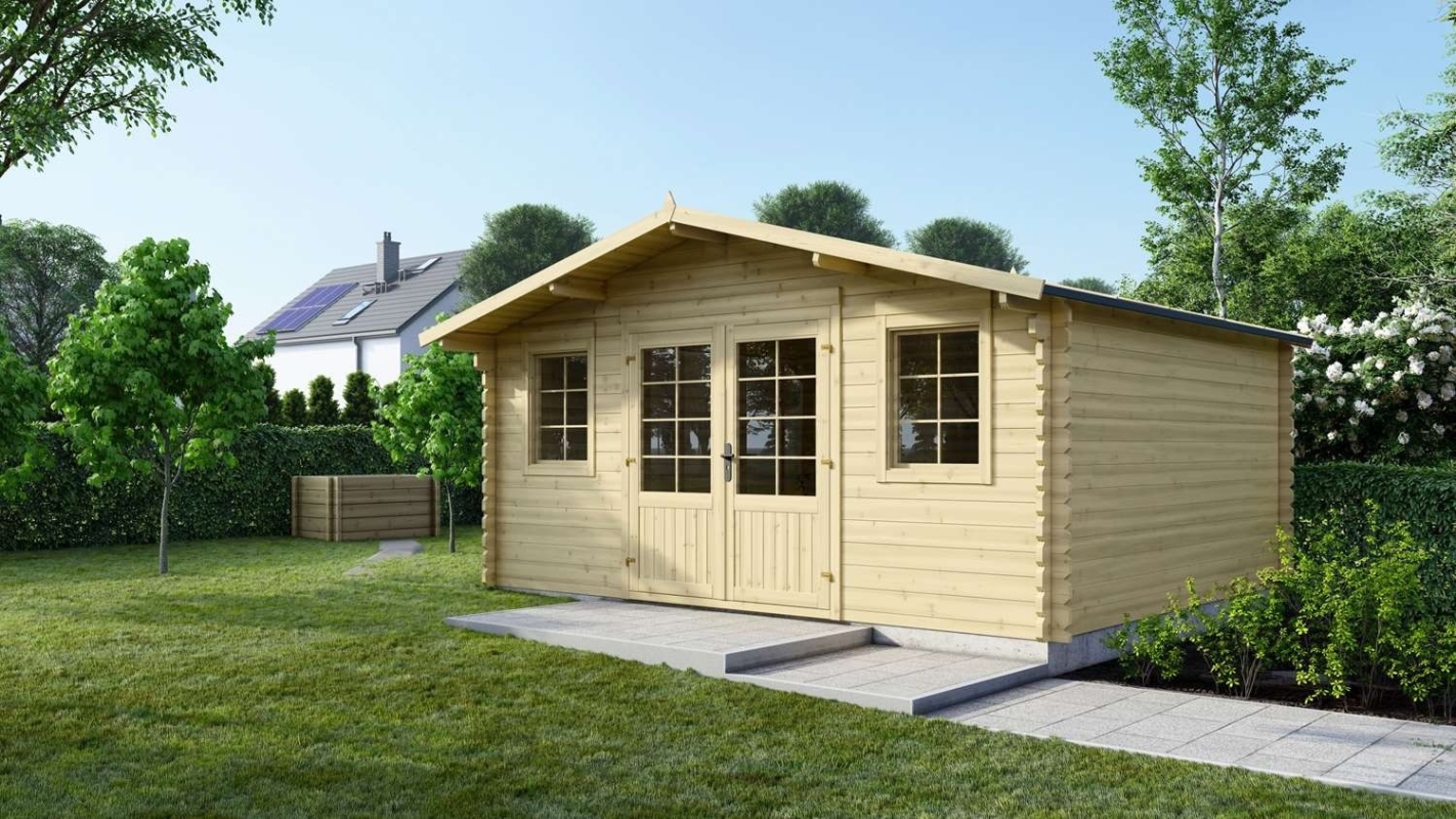 foto del prodotto casetta da giardino in legno 19.20m2 4.80x4.00m 40mm colore naturale dom370 altanka