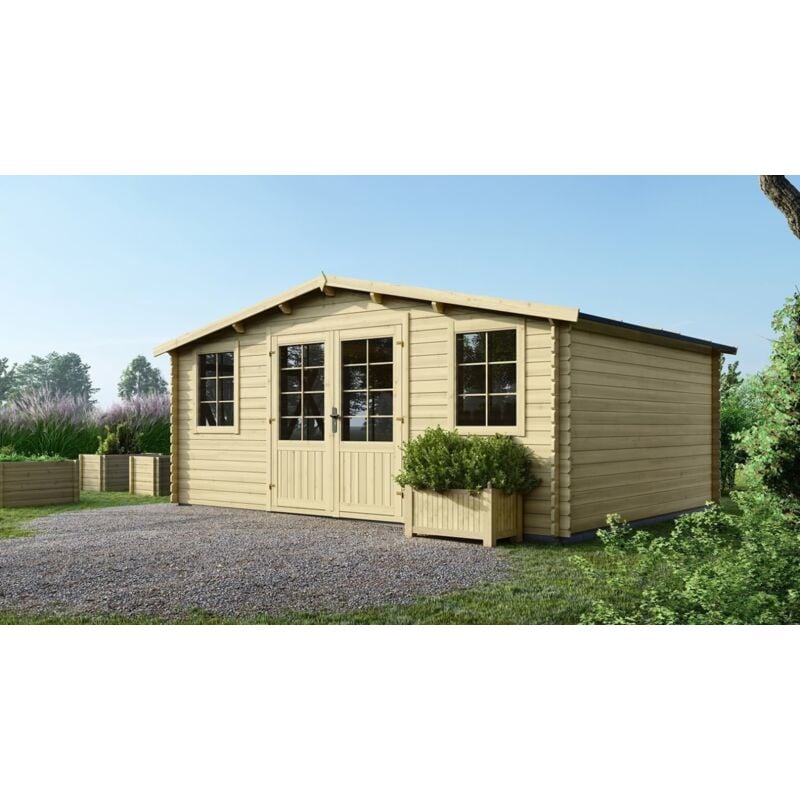 foto del prodotto casetta da giardino in legno 20m2 5x4m 28mm colore naturale dom526
