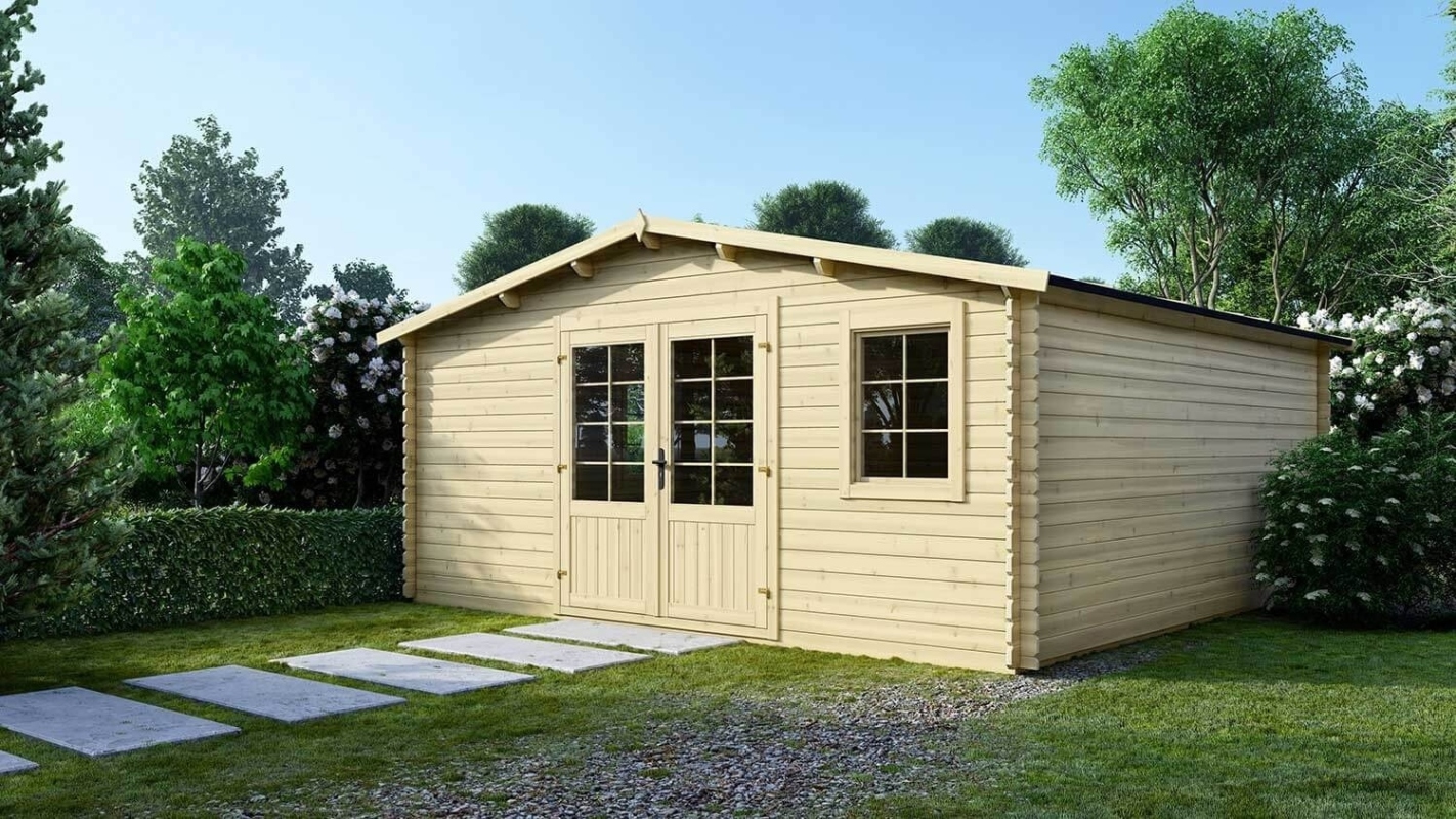 foto del prodotto casetta da giardino in legno 25.00m2 5.00x5.00m 28mm colore naturale dom591 altanka