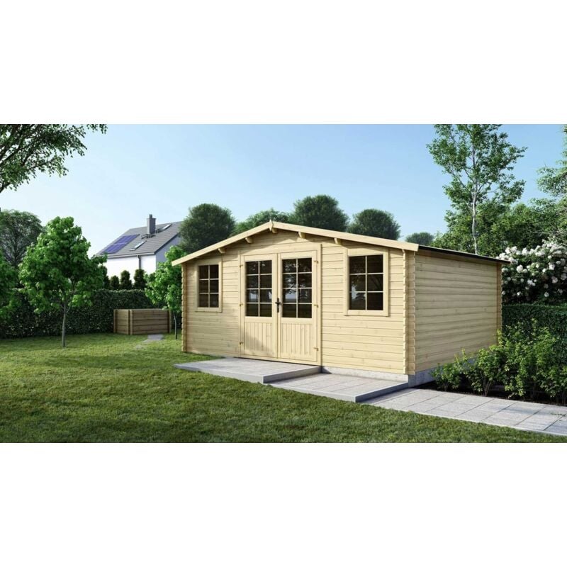 foto del prodotto casetta da giardino in legno 25m2 5x5m 40mm colore naturale dom612