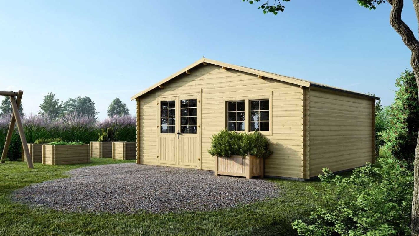 foto del prodotto casetta da giardino in legno 30.00m2 6.00x5.00m 40mm colore naturale dom747 altanka