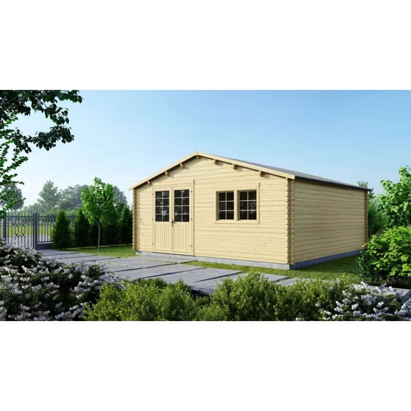 foto del prodotto casetta da giardino in legno 36m2 6x6m 40mm colore naturale dom749