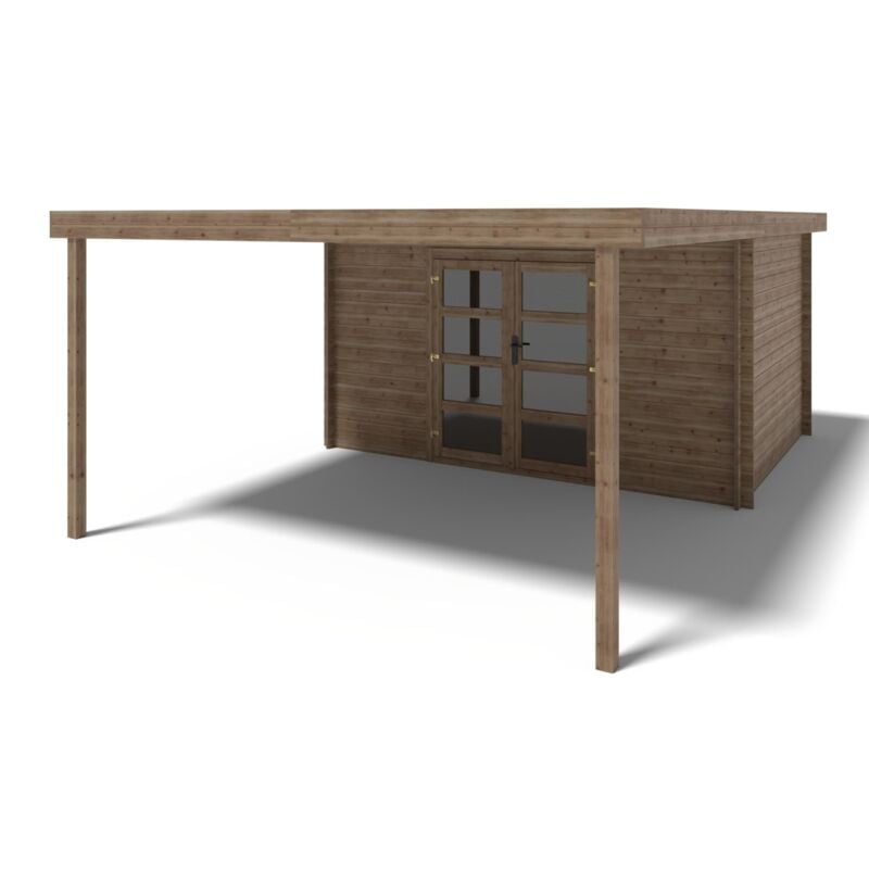 foto del prodotto casetta da giardino in legno 4x3 m con estensione 4x2,76 m 12 m impregnata dom689 dom180