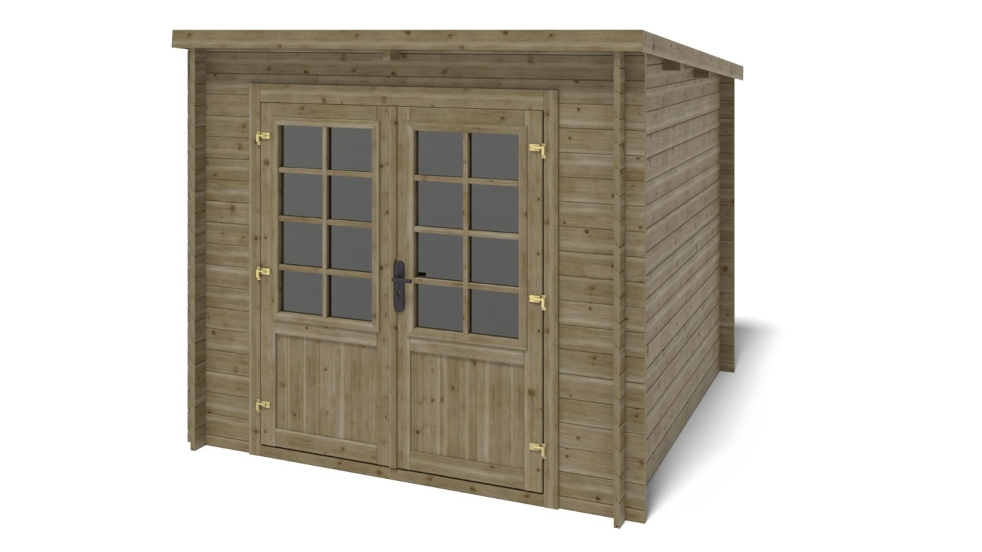 foto del prodotto casetta da giardino in legno 6,25m2 2,50x2,50m impregnata 28mm colore verde dom724 altanka