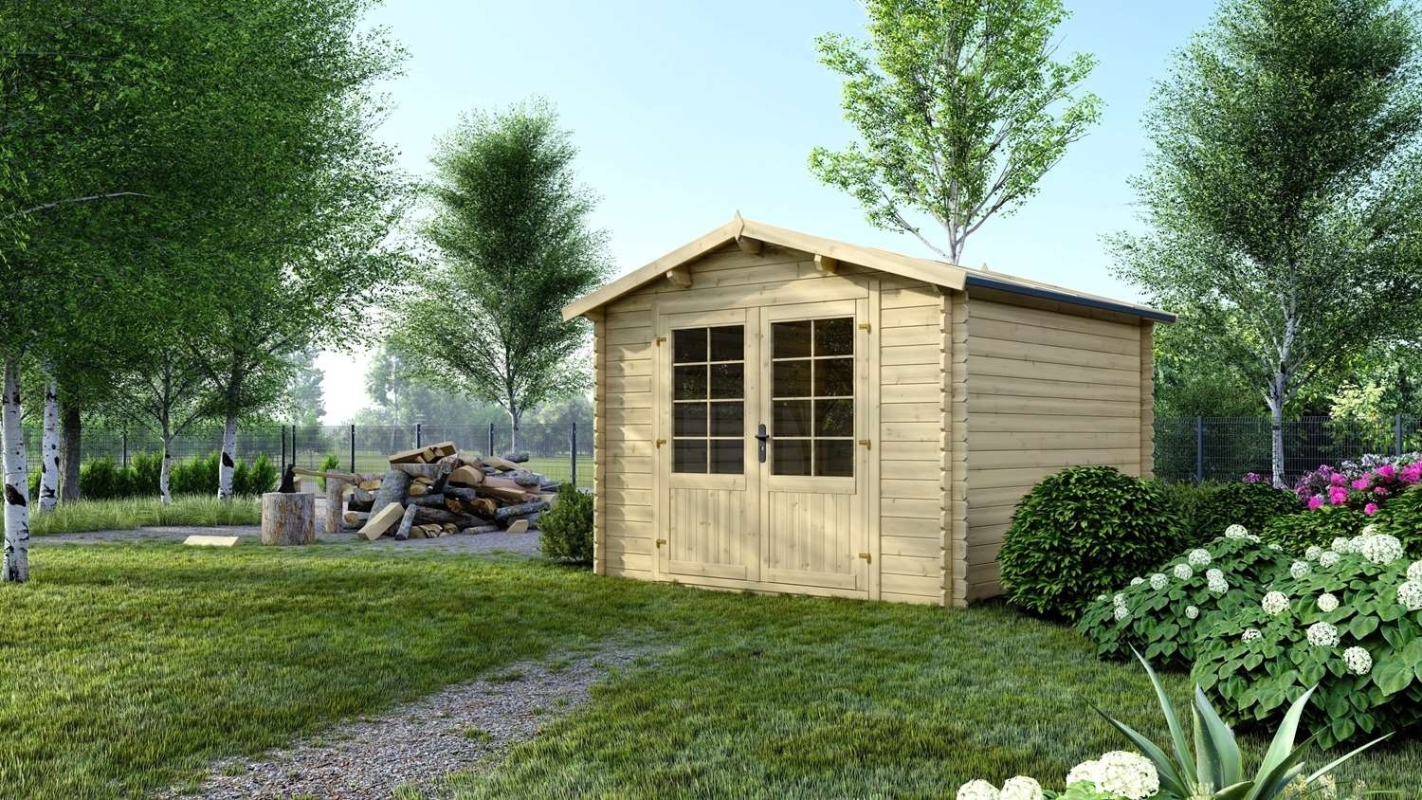 foto del prodotto casetta da giardino in legno 9m2 3x3m 28mm colore naturale dom530 altanka