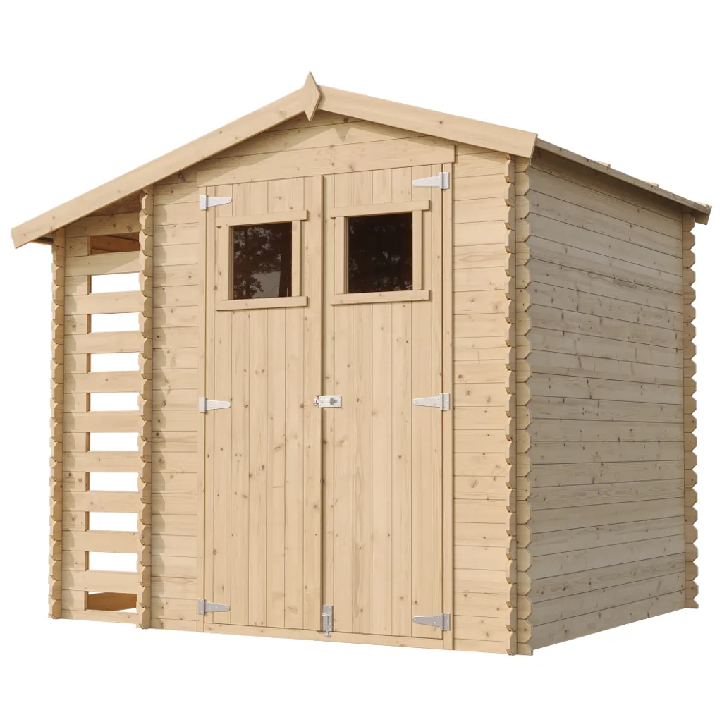 foto del prodotto casetta da giardino in legno con legnaia da esterno 3,53 m2 0,97 m2 timbela m386 m386g