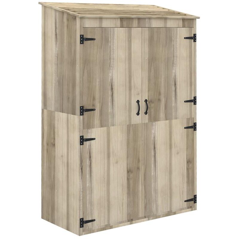 foto del prodotto casetta da giardino in legno di abete con 2 porte e ripiani 120 x 57 x 183 cm