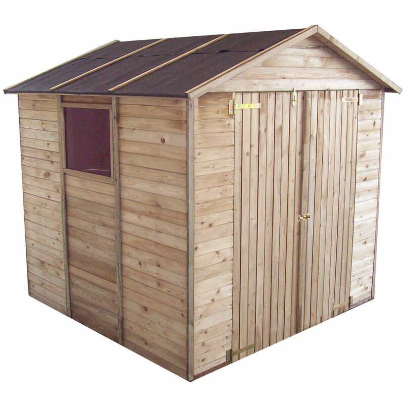 foto del prodotto casetta da giardino in legno esterno porta attrezzi porta e finestra pircher
