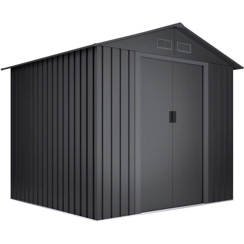 foto del prodotto casetta da giardino in metallo 5,27m2 light anthracite 4 griglie di ventilazione doppia porta scorrevole