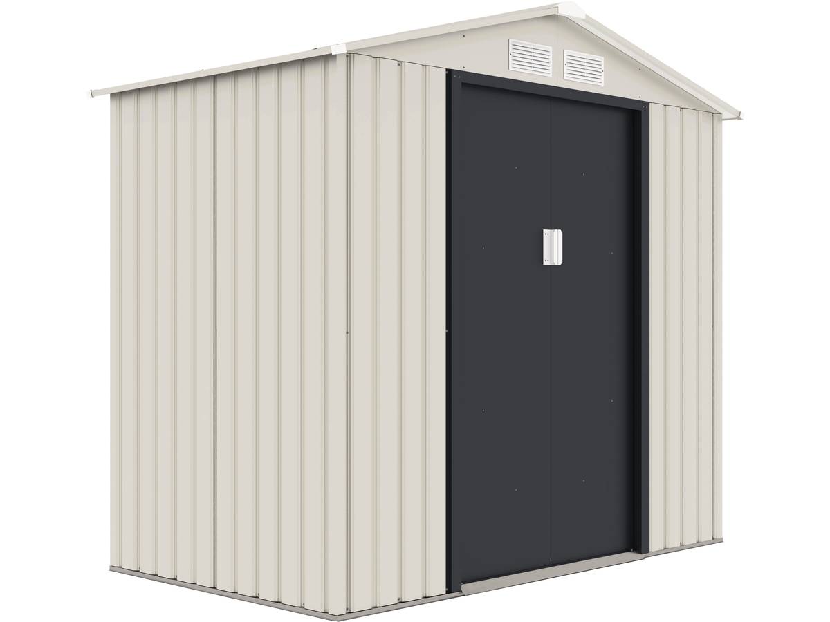 foto del prodotto casetta da giardino in metallo nebraska 2,70 m beige grigio antracite