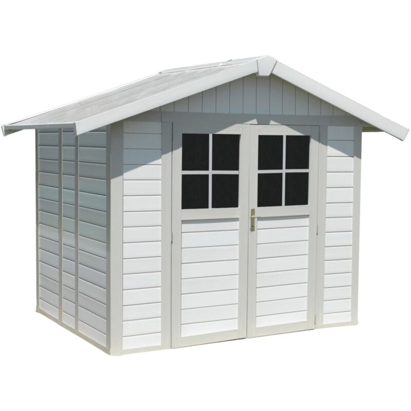 foto del prodotto casetta da giardino in pvc grosfillex deco 5 bianco e grigio verde 295x261x236 cm 22905140