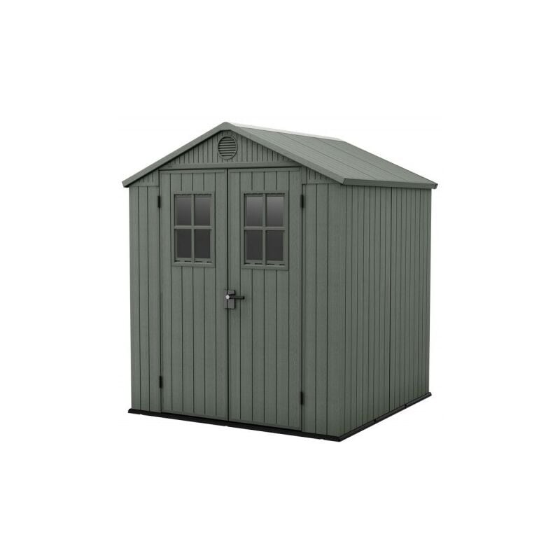 foto del prodotto casetta da giardino in resina darwin 6x6 green con finestre frontali keter