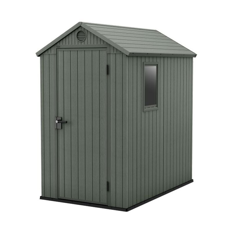 foto del prodotto casetta da giardino keter darwin 4x6 in evotech colore verde con porta battente singola 125,8x184,5x205,1 cm