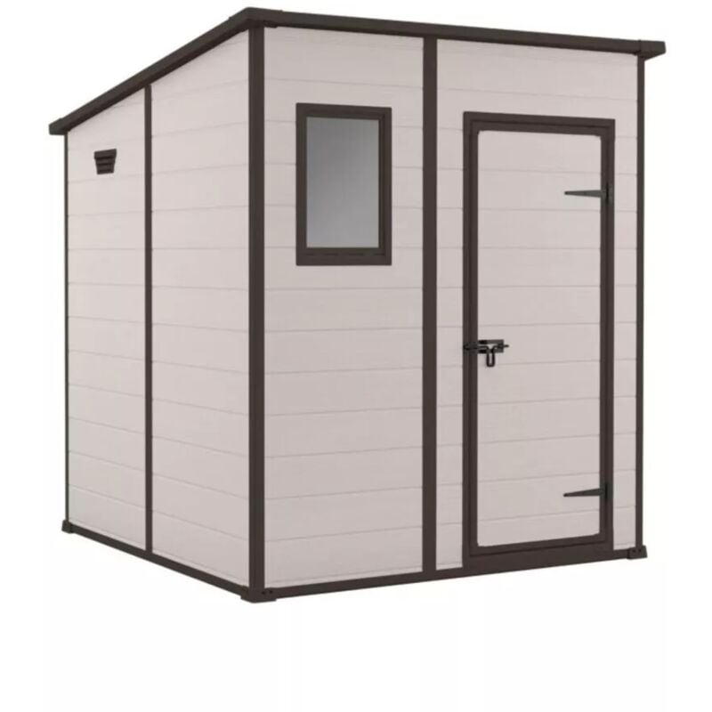 foto del prodotto casetta da giardino keter manor pent 6x6 in resina colore beige con porta battente singola 183,5x185x200 cm
