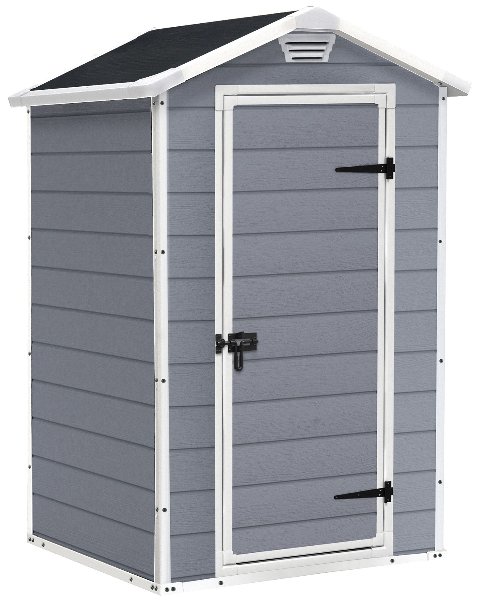 foto del prodotto casetta da giardino porta attrezzi 129x103x196 cmin resina effetto legno keter manor 4x3 grigia