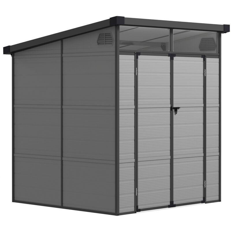 foto del prodotto casetta da giardino porta attrezzi 190x191x215 cm in plastica grigio chiaro