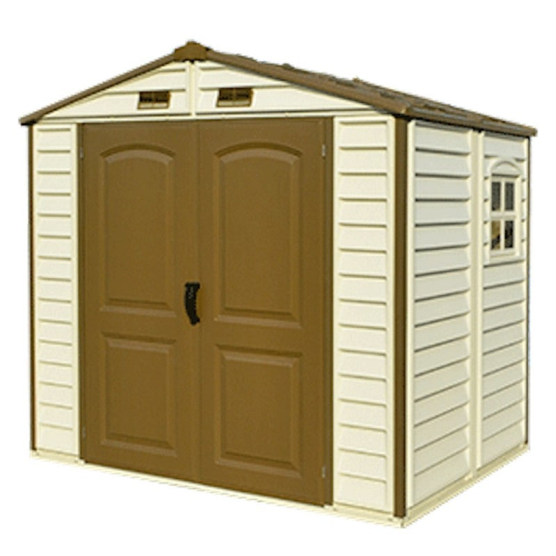 foto del prodotto casetta da giardino porta attrezzi 245x161x223 cm in pvc avorio/marrone