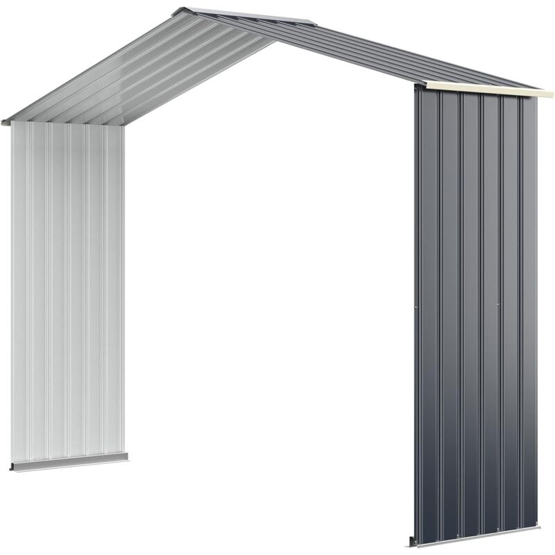 foto del prodotto casetta da giardino porta attrezzi in acciaio con tettoia, ideale per cortile, giardino e fattoria 267 x 64 x 202 cm pannelli per estensione 