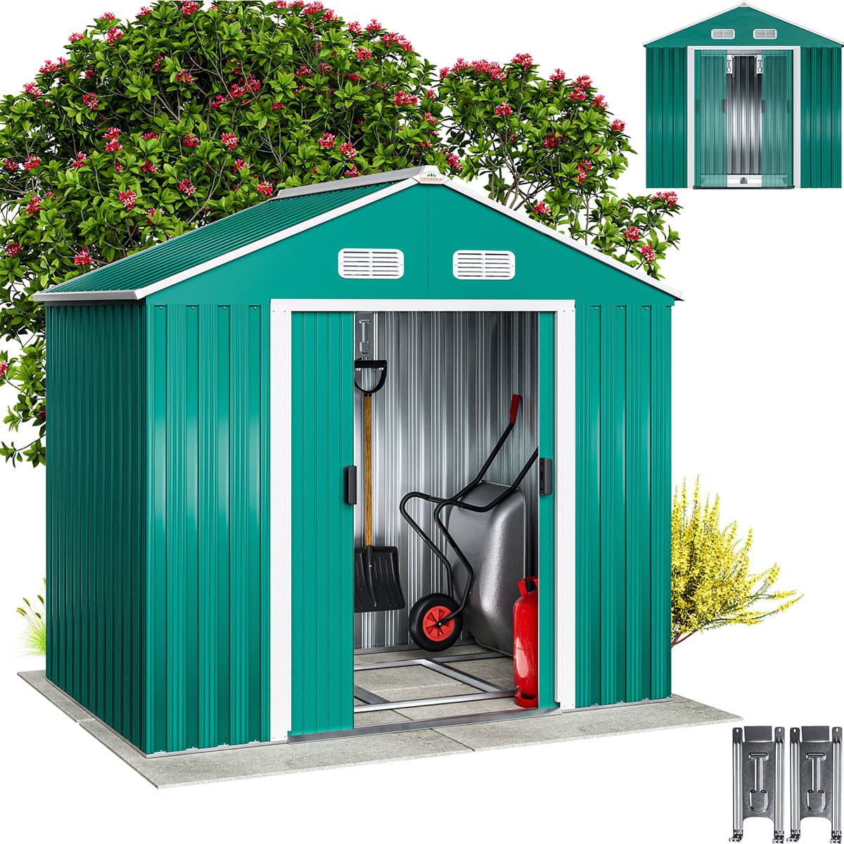 foto del prodotto casetta da giardino verde metallo 200x135x190cm