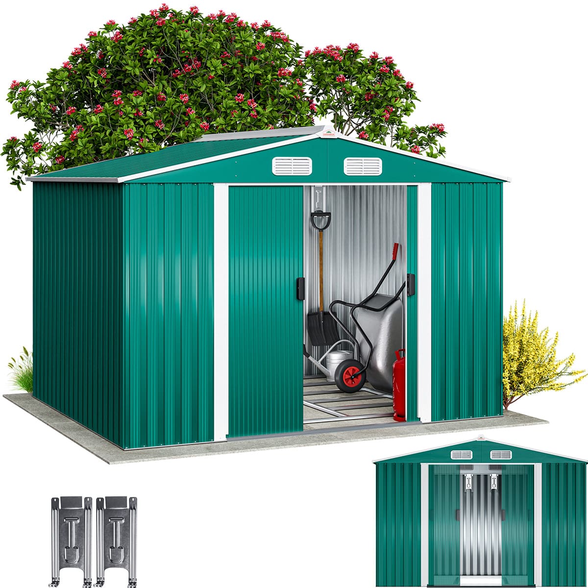 foto del prodotto casetta da giardino verde metallo 260x205x180cm