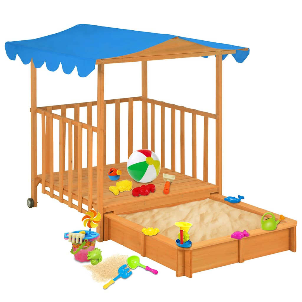 foto del prodotto casetta dei giochi con sabbiera in legno di abete blu uv50cod mxl 103399