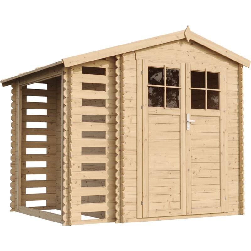 foto del prodotto casetta giardino casetta da giardino in legno con legnaia da esterno con pavimento trattato con serratura di alta qualit l206xl272xa218 cm 3,53