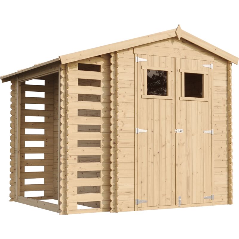 foto del prodotto casetta giardino casetta da giardino in legno con legnaia da esterno l206xl272xa218 cm 3,53 m2 0,97 m2 piccola casetta in legno da giardino,