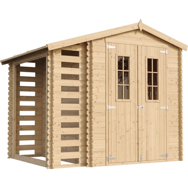 foto del prodotto casetta giardino casetta da giardino in legno con legnaia da esterno l206xl272xa218 cm 3,53 m2 0,97 m2 piccola casetta in legno da giardino,