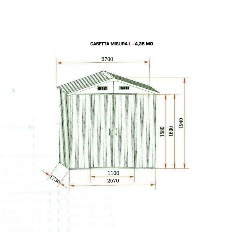 foto del prodotto casetta giardino lamiera zincata box deposito attrezzi esterno baracca rimessa misura l 267 l x 172 p x 191 a