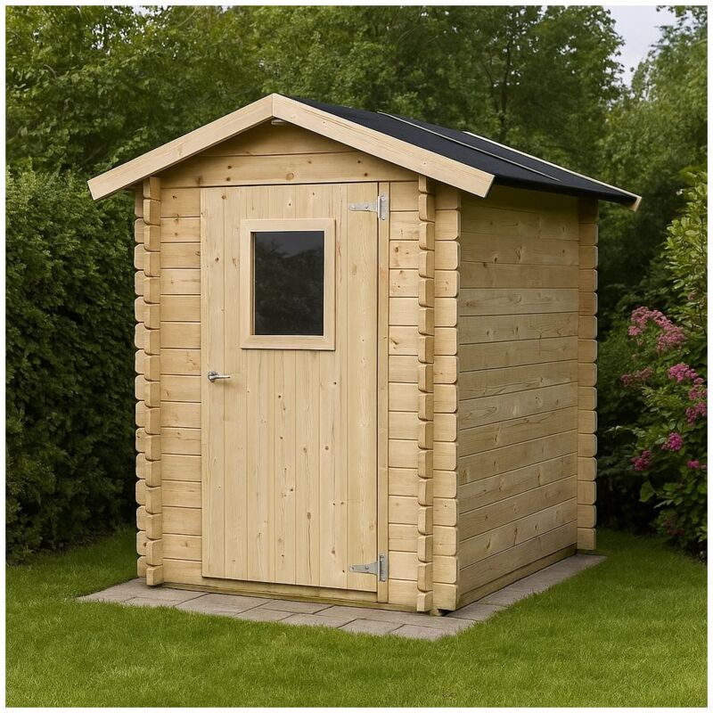 foto del prodotto casetta in legno 1,5x1,5 m jack per attrezzi con porta singola finestrata 146x146 cm