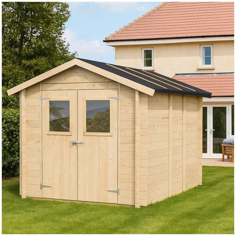 foto del prodotto casetta in legno 2x2,5 per attrezzi jack con porta doppia finestrata 198x248 cm