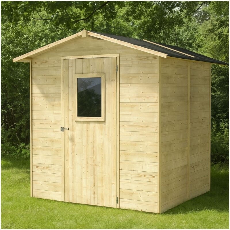 foto del prodotto casetta in legno 2x2 box capanno in legno per attrezzi con porta e finestra giada 200x207x214 cm