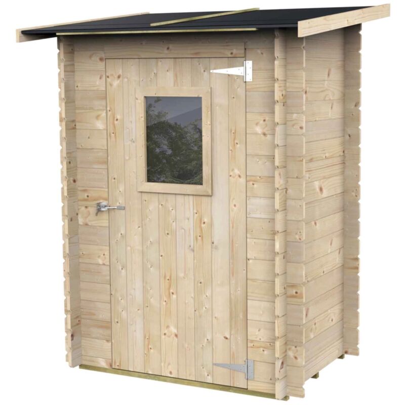 foto del prodotto casetta in legno con porta finestrata deposito da giardino monofalda 'made in italy' -146 x 98 x h 197 cm