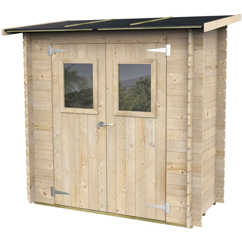 foto del prodotto casetta in legno con porta finestrata deposito da giardino monofalda made in italy 198 x 98 x h 197 cm