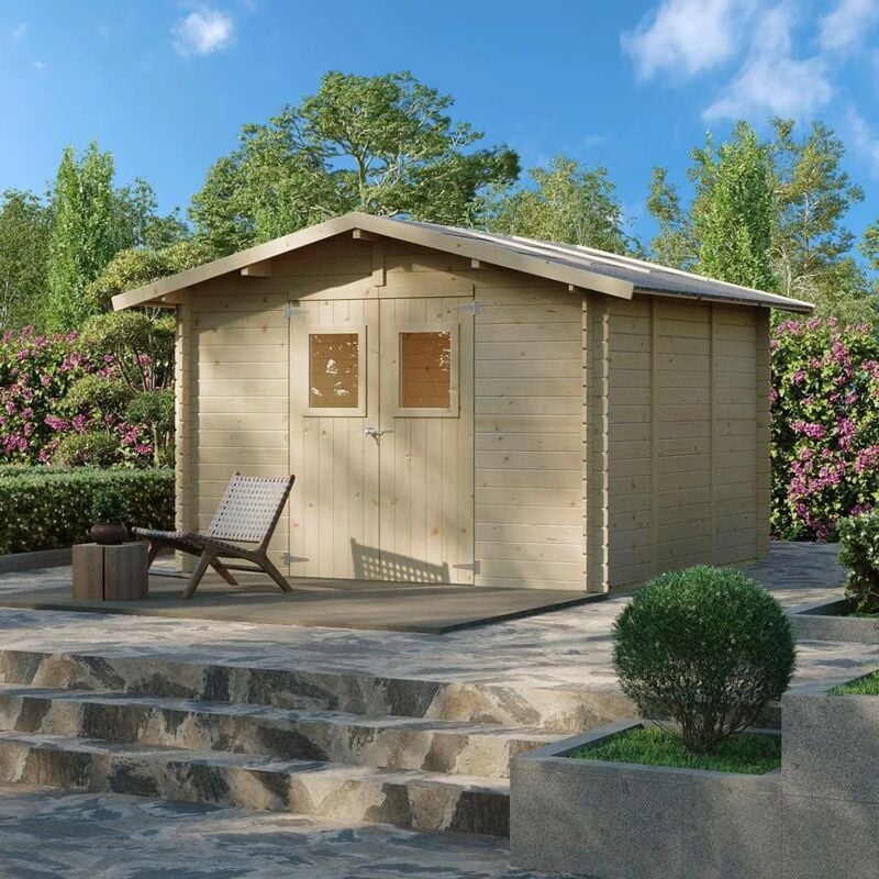 foto del prodotto casetta in legno da giardino carlotta 3x3 m con porta doppia finestrata pavimento opzionale