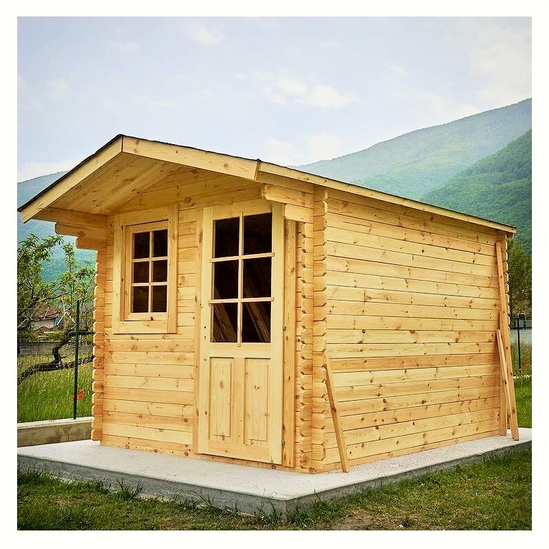 foto del prodotto casetta in legno da giardino per esterni, sistema block house, doghe spessore 28mm articolo block25x25 28 110006