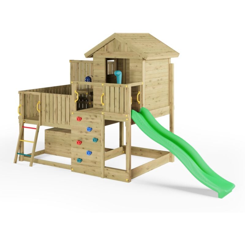 foto del prodotto casetta in legno per bambini con scivolo parco giochi da giardino fungoo sweet house