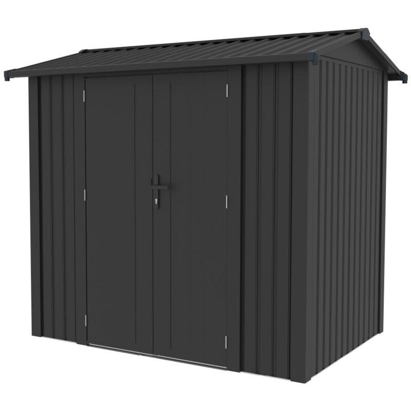 foto del prodotto casetta in metallo gardiun spree 4,1 m2 esterni 232x176x212 cm in acciaio con finestra laterale e porta a due ante 106x178 cm