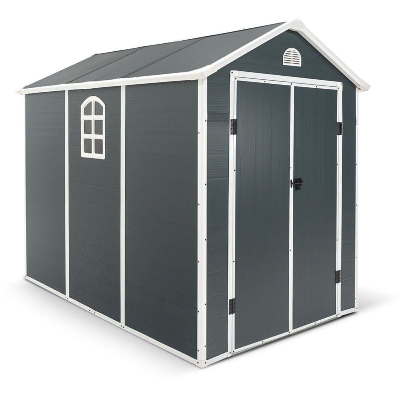 foto del prodotto casetta in resina per esterni gardiun new fiorella 5,32m 188x278x225 cm finestre laterali e prese d aria antracite bianco