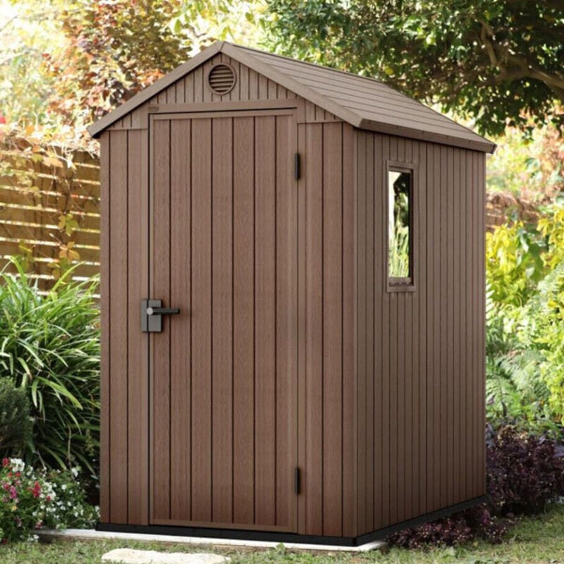 foto del prodotto casetta keter darwin effetto legno brown cm. 125,8x184,5x205h