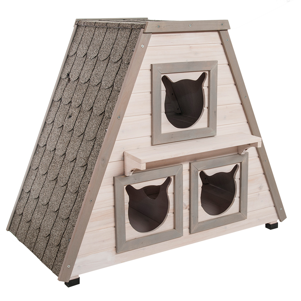 foto del prodotto casetta madeira da esterno per gatti l 90 x p 50 x h 75 cm