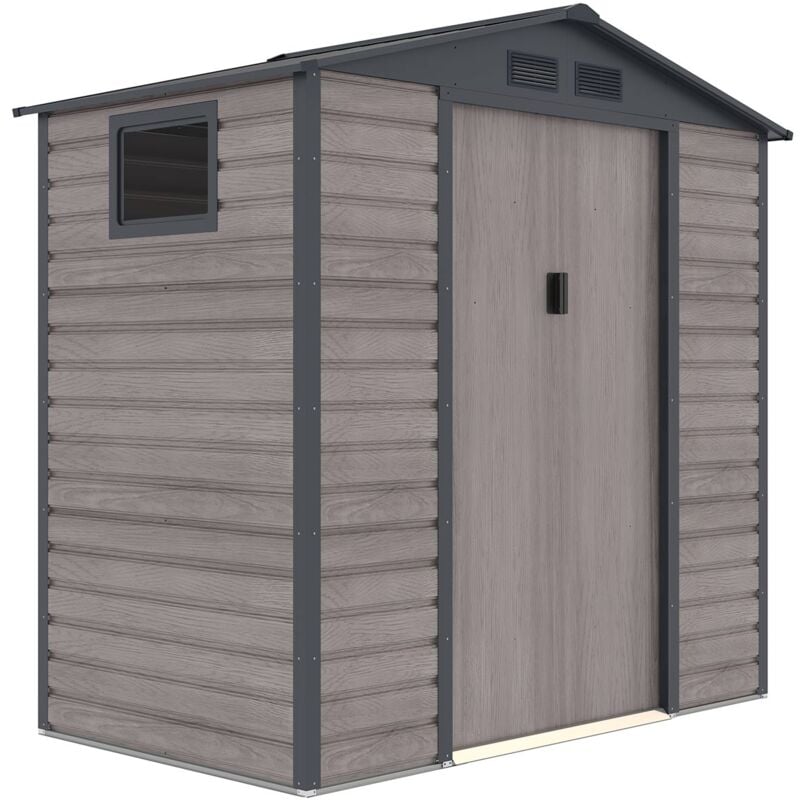 foto del prodotto casetta metallica gardiun surrey 2,71 m2 esterno 213x127x211 cm in acciaio con finestra laterale e effetto legno venato