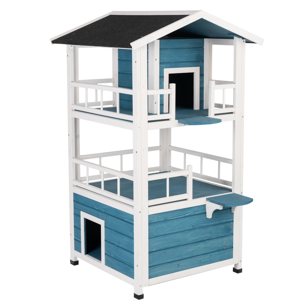 foto del prodotto casetta penthouse l 72 x p 72 x h 124 cm blu bianco