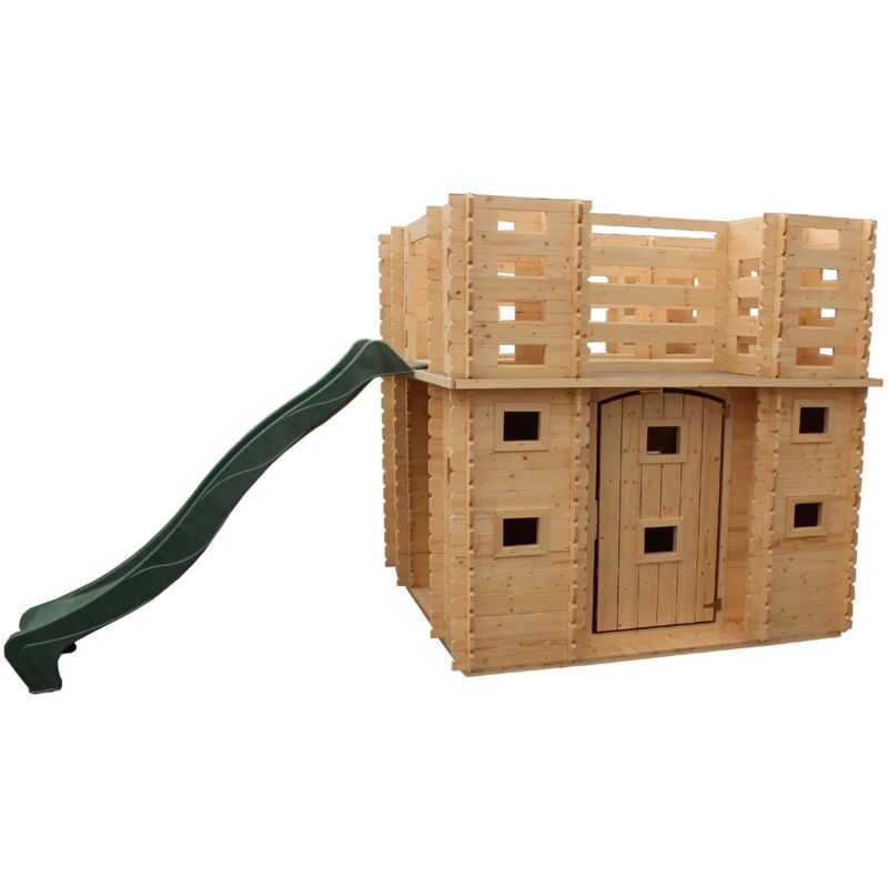 foto del prodotto casetta per bambini in legno outdoor toys lucca 423x194x193 cm con portico e scivolo