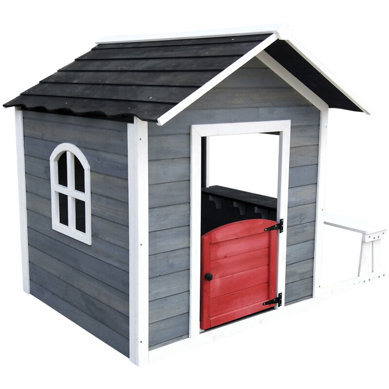 foto del prodotto casetta per bambini in legno robincool chloe 1,2 m de 116x138x132 cm con finestra e panca da esterno