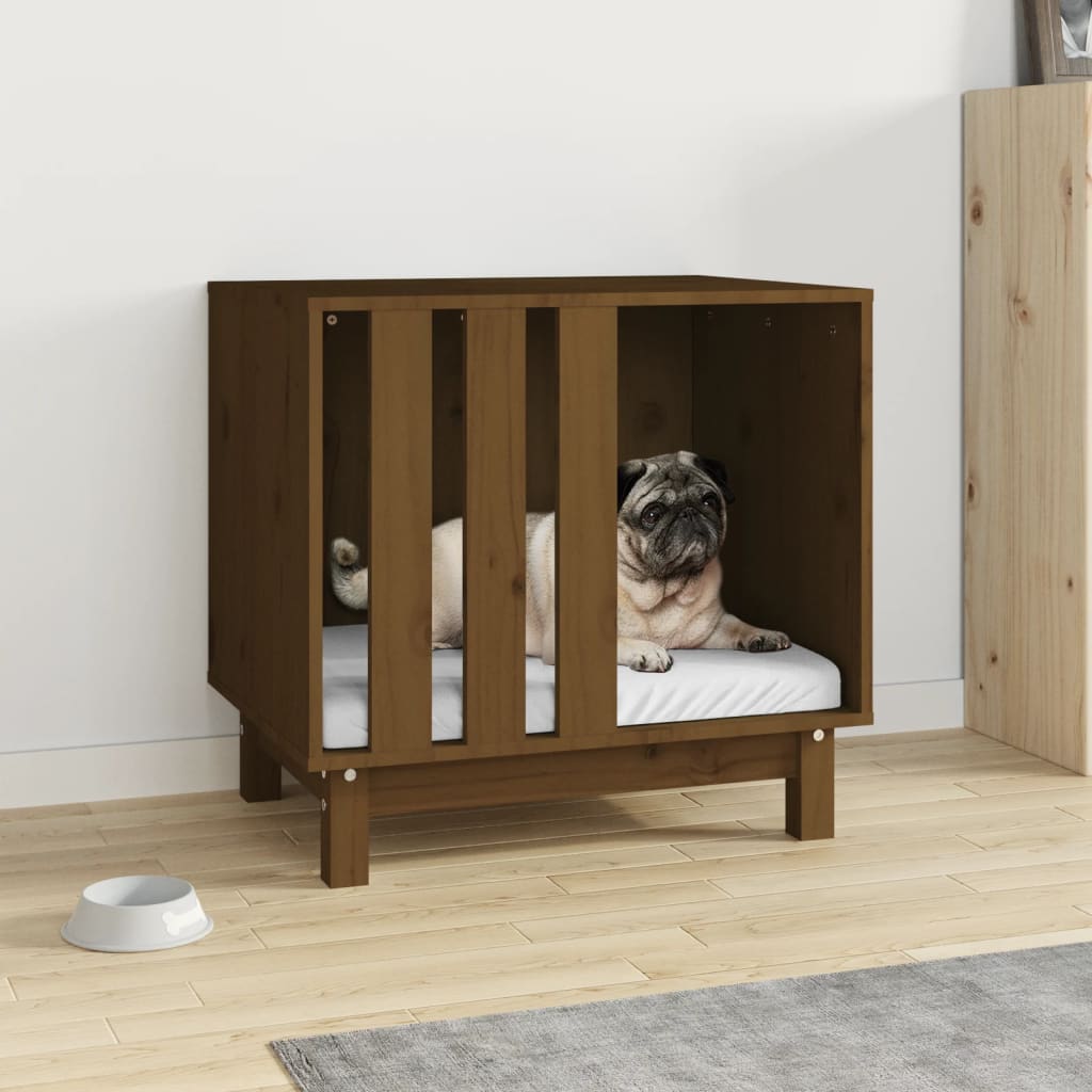 foto del prodotto casetta per cani miele 60x45x57 cm in legno massello di pino cod mxl 69952