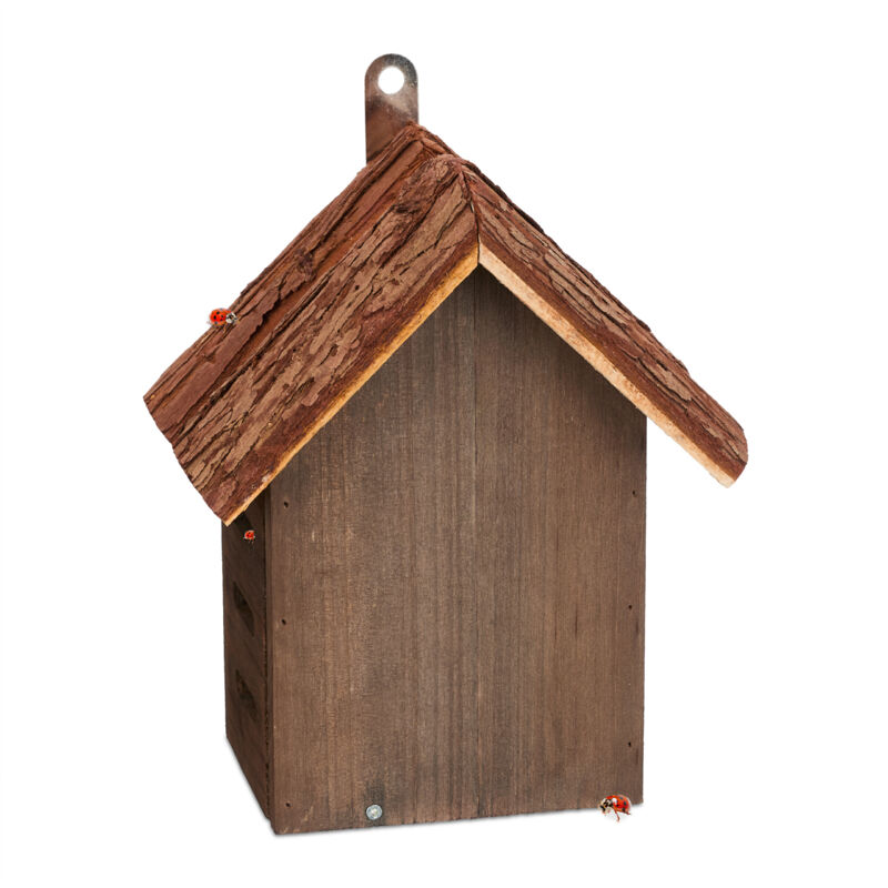 foto del prodotto casetta per coccinelle, legno d abete, da appendere e poggiare, giardino e balcone, hlp 22x18x12 cm, marrone relaxdays